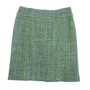 J. McLaughlin Silk Blend Metallic Tweed Knee Skirt Green Blue Yellow Womens 6